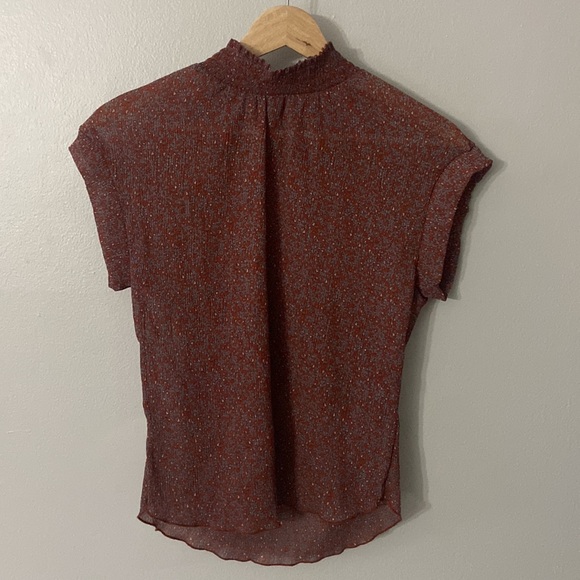 Monteau Mock Neck Sheer Floral Blouse - Picture 2 of 5